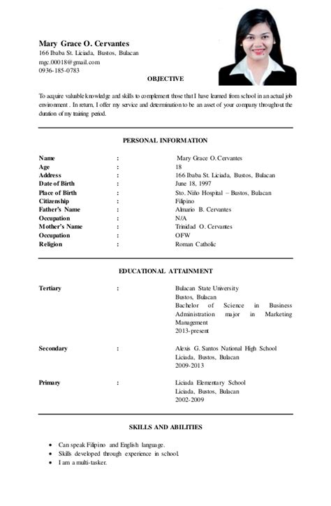Sample Resume Formats For Fresh Graduates .